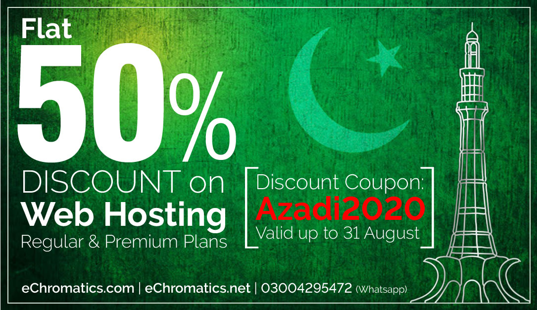 Azadi Discount offer 50% OFF on Web Hosting